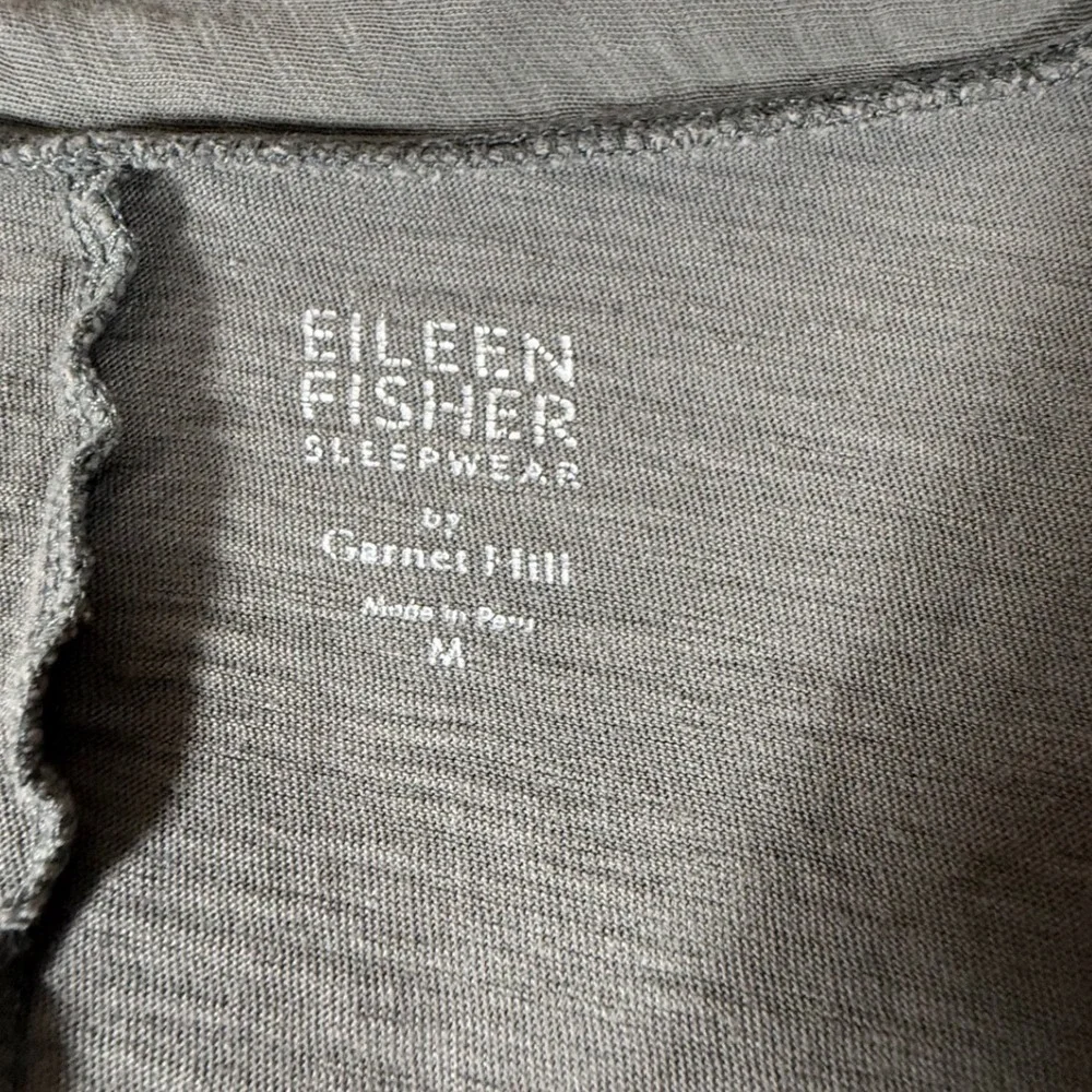 Eileen Fisher Garnet Hill Organic Pima Cotton V-Neck Sleepwear Top Brown Medium